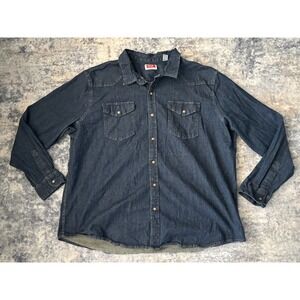 Wrangler Denim Shirt Adult 3XL XXXL Blue Cowboy Western Snap Rodeo Horse‎ Men